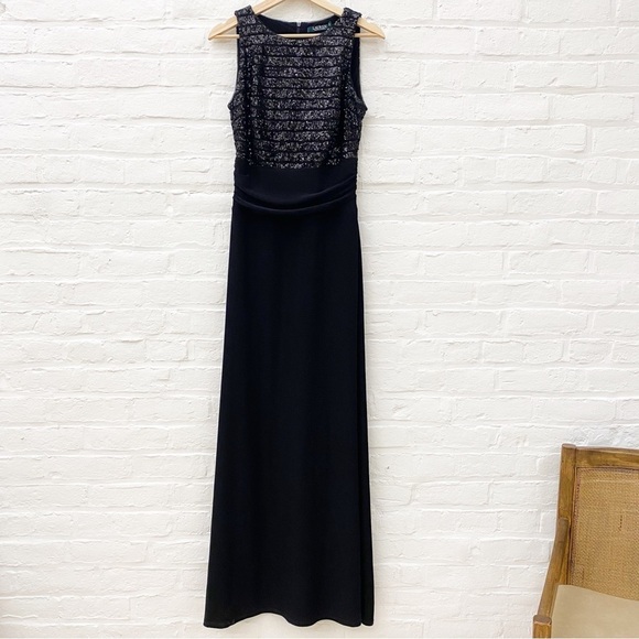 Ralph Lauren Dresses & Skirts - Ralph Lauren Evening || Sequin Striped Jersey Knit Gown‎ Black 8